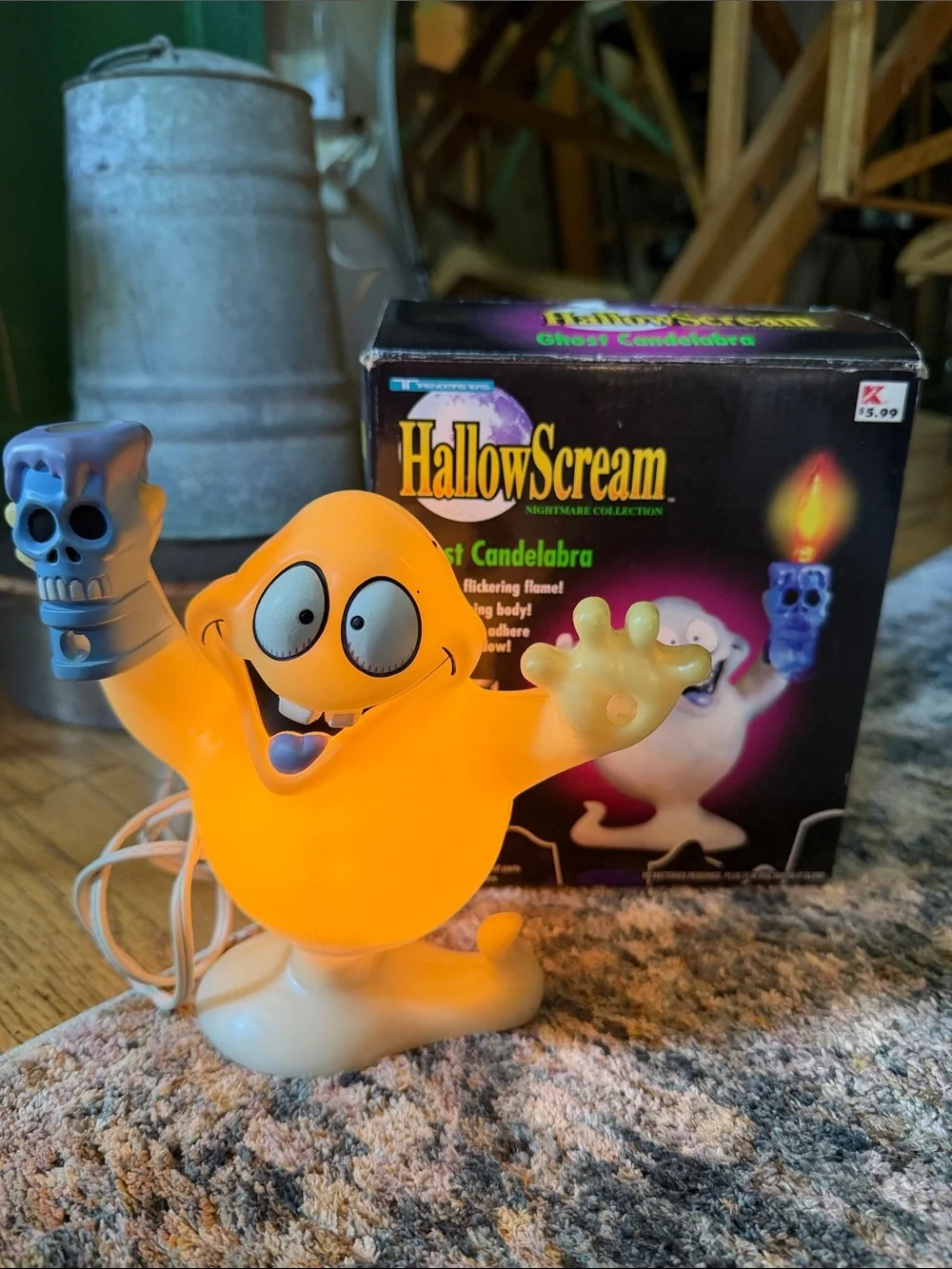 Vintage 1997 Trendmasters HallowScream Ghost Candlelabra Halloween Decoration